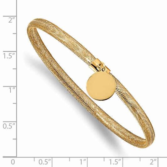 14KT Yellow Gold Stretch Mesh w/Dangle Charm Bracelet