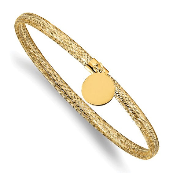 14KT Yellow Gold Stretch Mesh w/Dangle Charm Bracelet