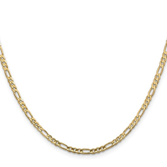 14KT Yellow Gold 16 inch 3mm Concave Open Figaro with Lobster Clasp Chain