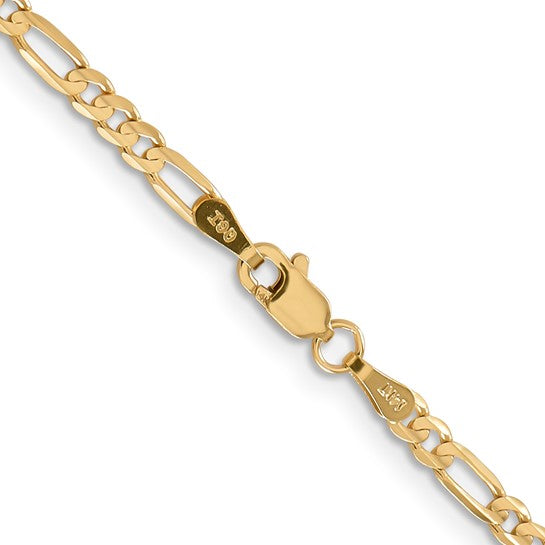 14KT Yellow Gold 16 inch 3mm Concave Open Figaro with Lobster Clasp Chain