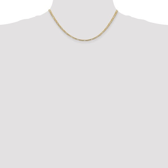 14KT Yellow Gold 16 inch 3mm Concave Open Figaro with Lobster Clasp Chain