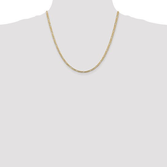 14KT Yellow Gold 20 inch 3mm Concave Open Figaro with Lobster Clasp Chain