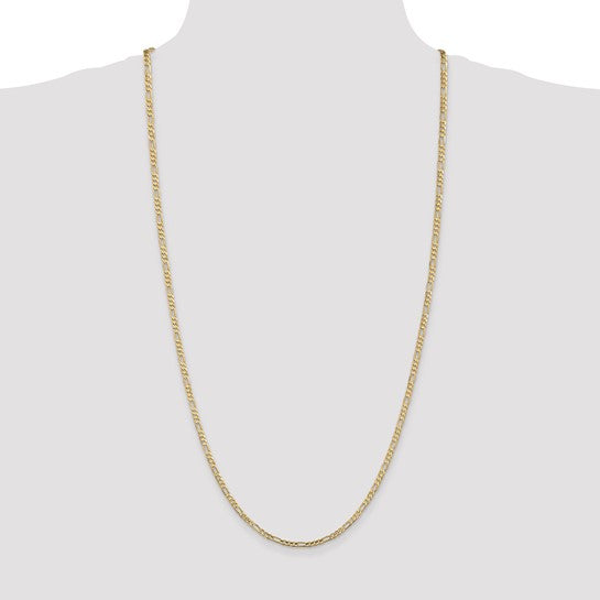 14KT Yellow Gold 30 inch 3mm Concave Open Figaro with Lobster Clasp Chain