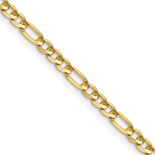 14KT Yellow Gold 16 inch 3mm Concave Open Figaro with Lobster Clasp Chain