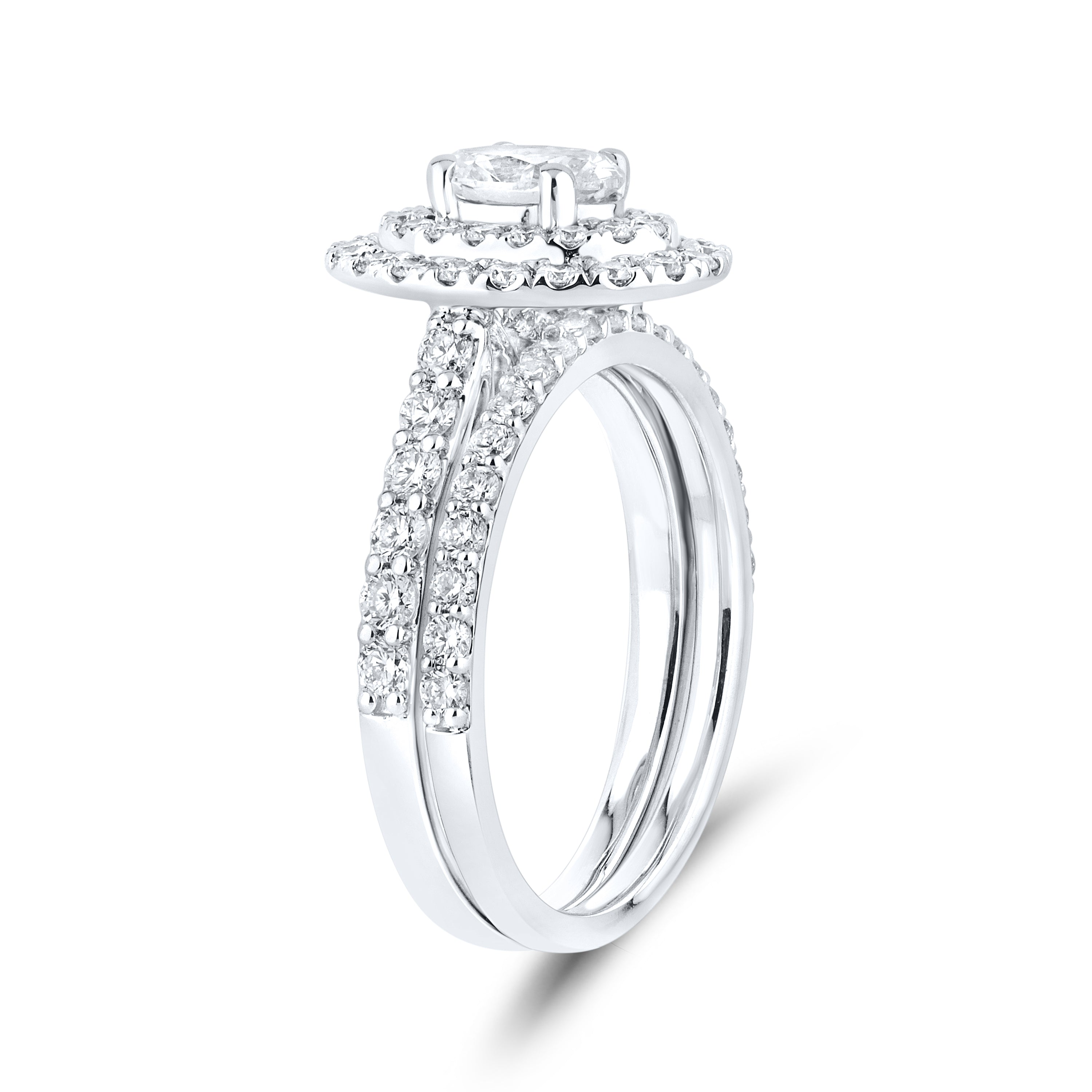 14KT WHITE GOLD 1.67 CTW LAB DIAMOND BRIDAL SET