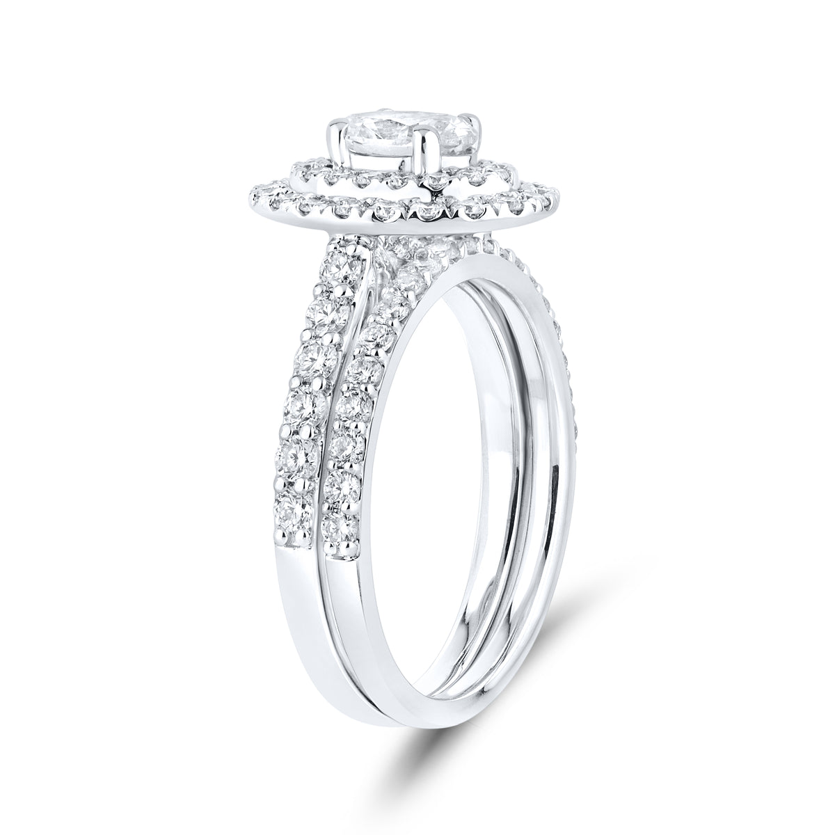 14KT WHITE GOLD 1.67 CTW LAB DIAMOND BRIDAL SET