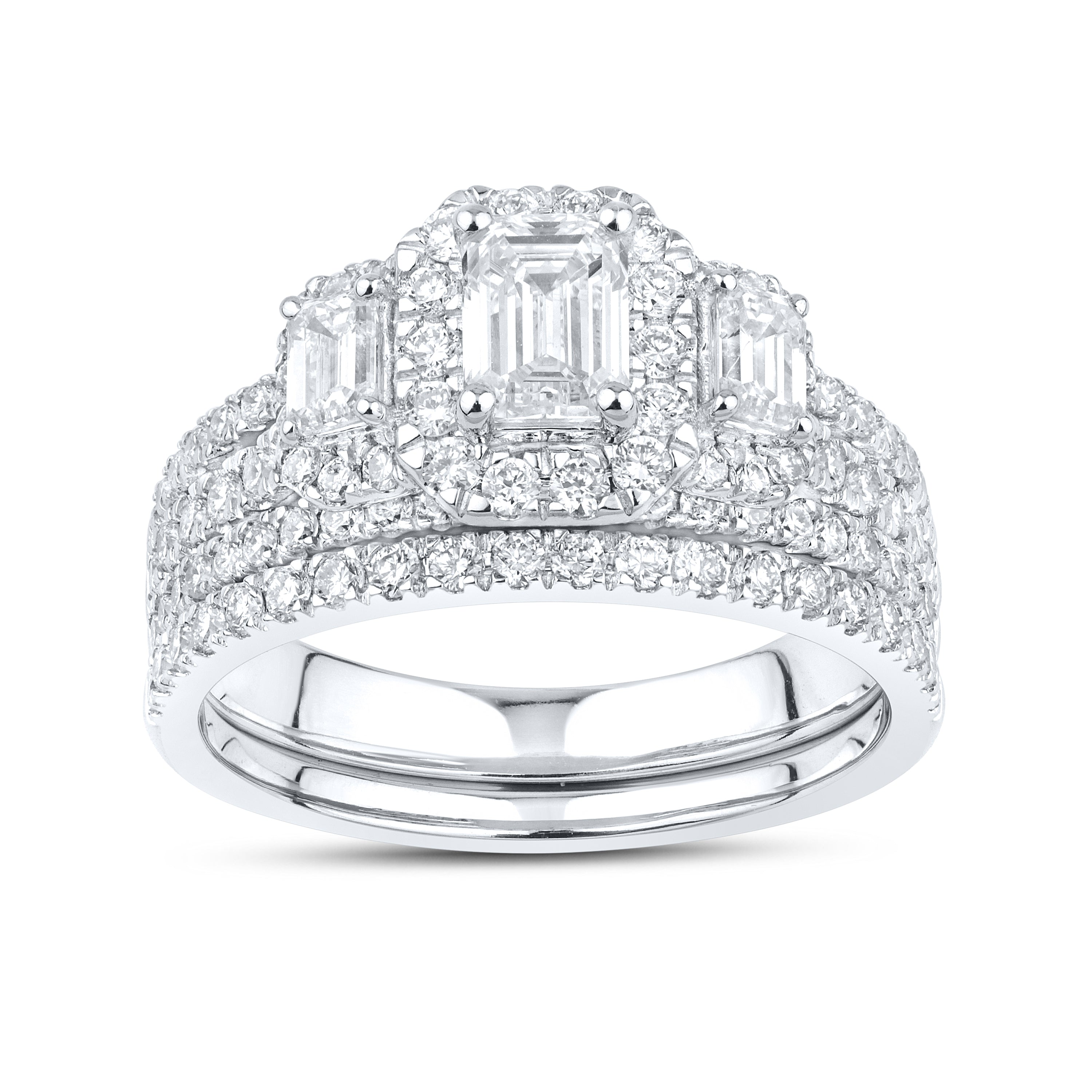 14k white gold 1.87 CTW Lab Diamond Bridal ring set