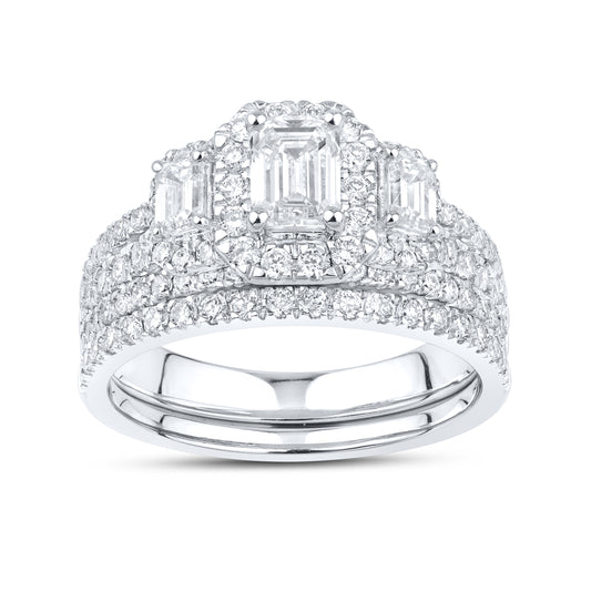 14k white gold 1.87 CTW Lab Diamond Bridal ring set