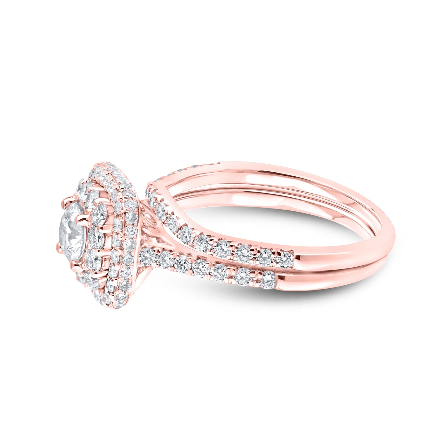 14KT ROSE GOLD LAB DIAMOND BRIDAL SET RING 1.54 CTW