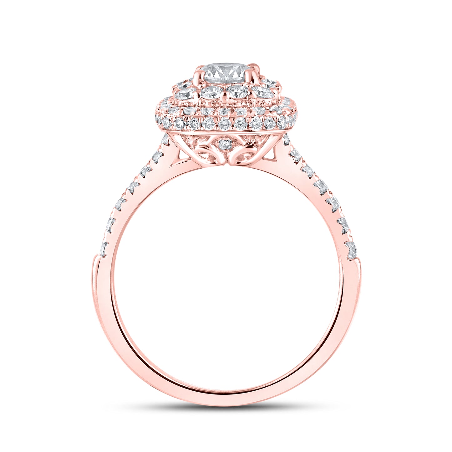 14KT ROSE GOLD LAB DIAMOND BRIDAL SET RING 1.54 CTW