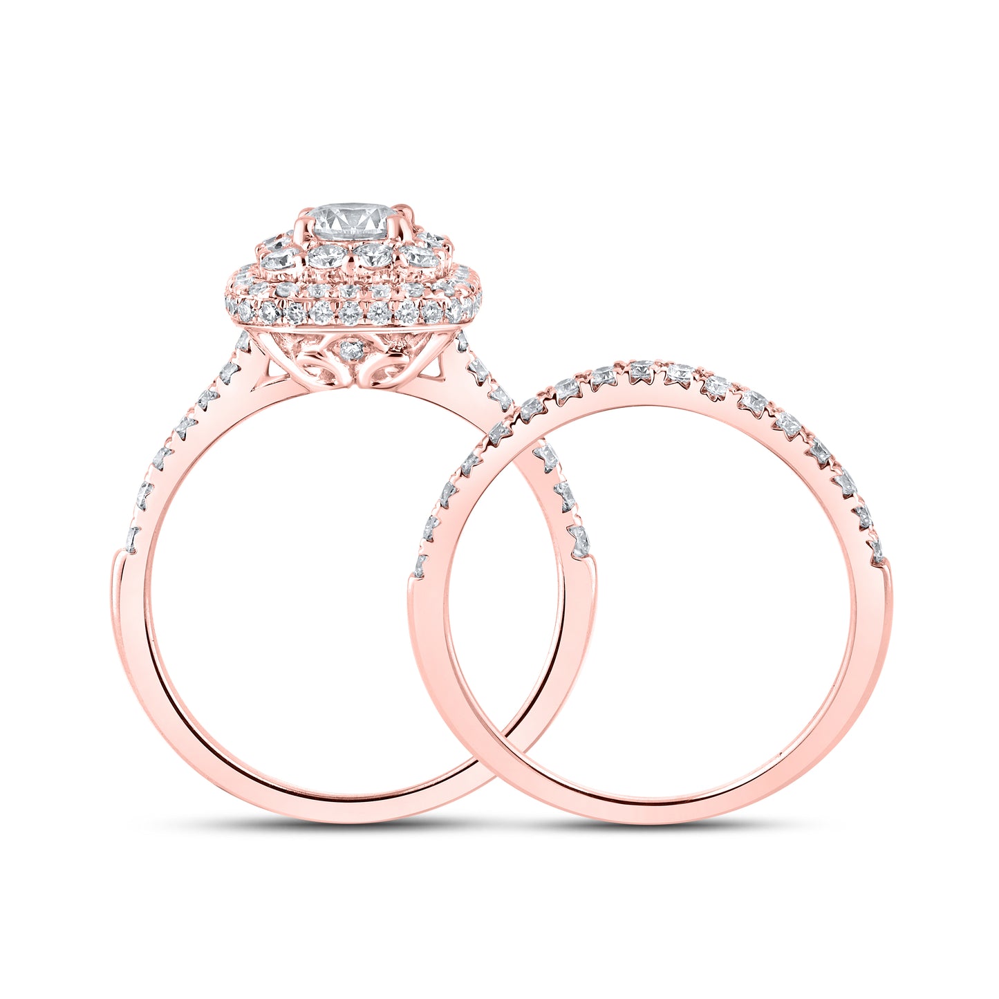 14KT ROSE GOLD LAB DIAMOND BRIDAL SET RING 1.54 CTW