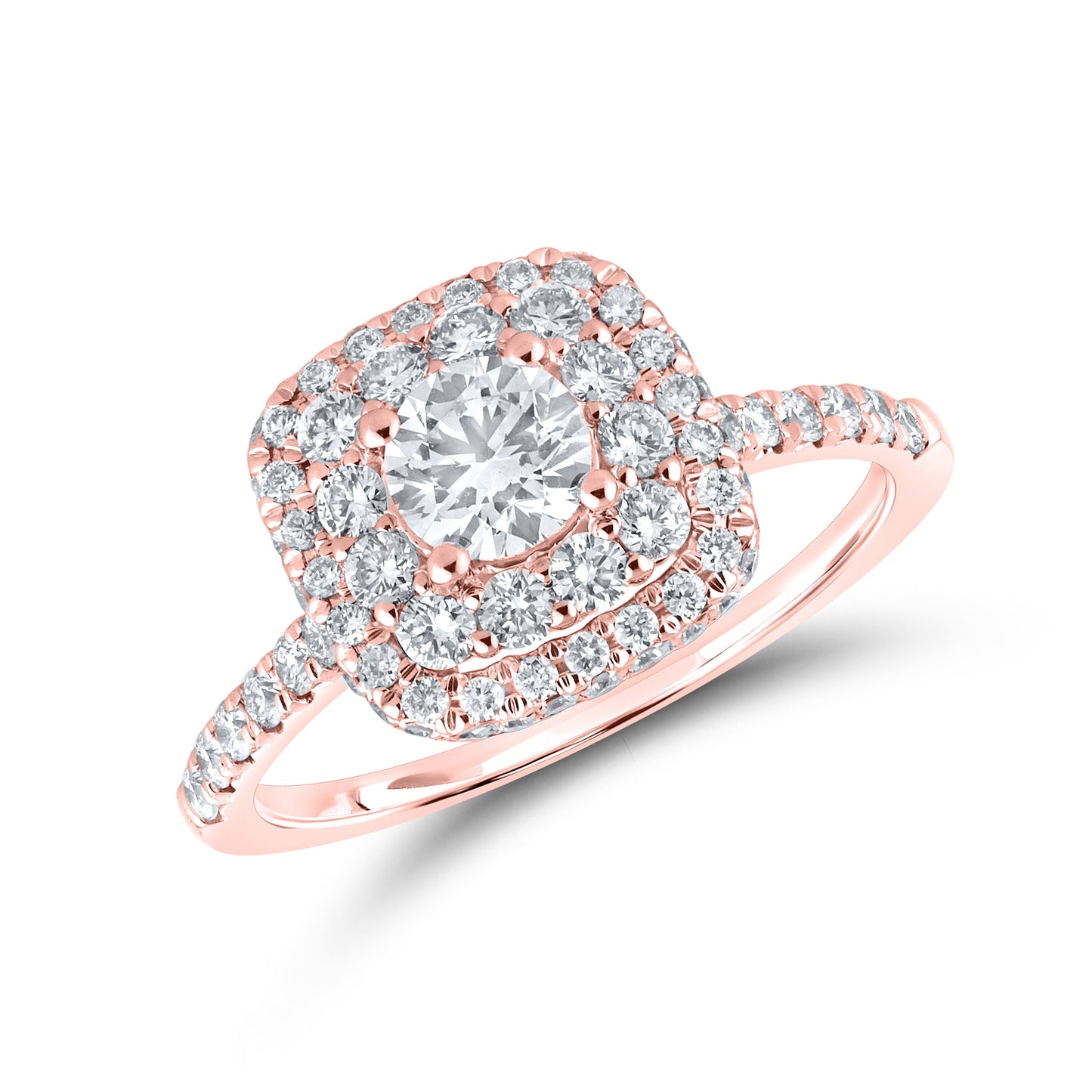 14KT ROSE GOLD LAB DIAMOND BRIDAL SET RING 1.54 CTW