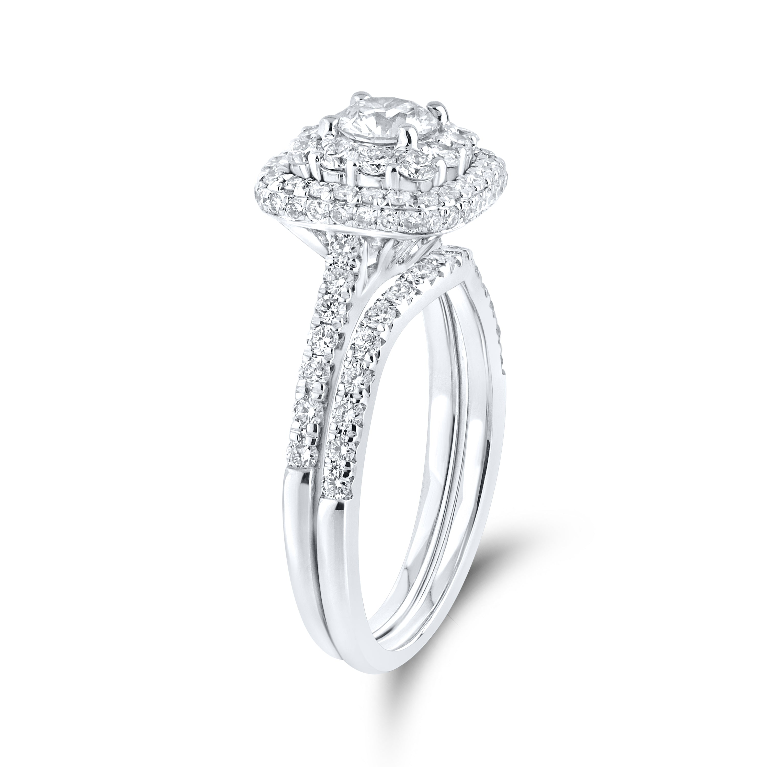 10KT WHITE GOLD 1.54 CTW LAB DIAMOND BRIDAL RING SET