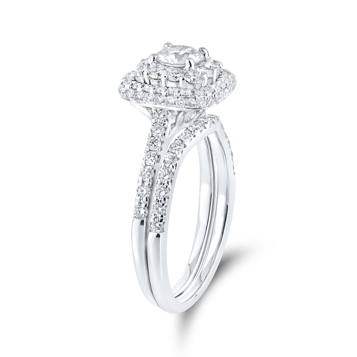 10KT WHITE GOLD 1.54 CTW LAB DIAMOND BRIDAL RING SET