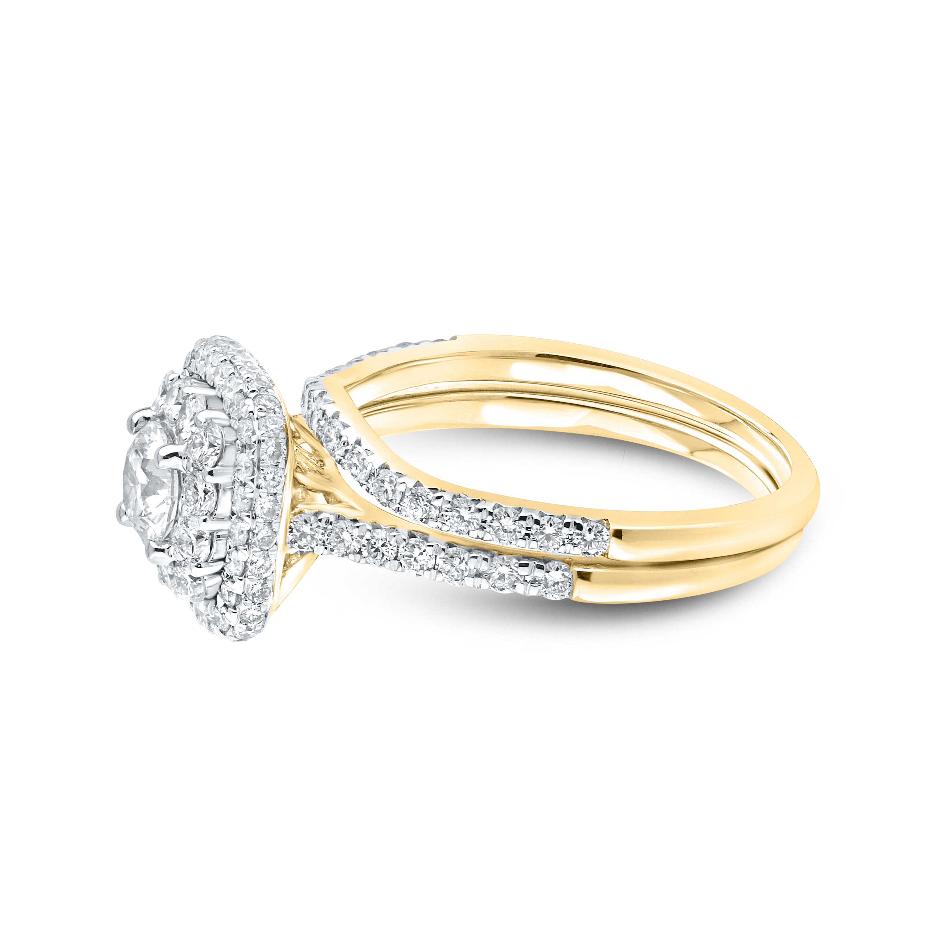 10KT YELLOW GOLD 1.54 CTW LAB DIAMOND BRIDAL RING SET