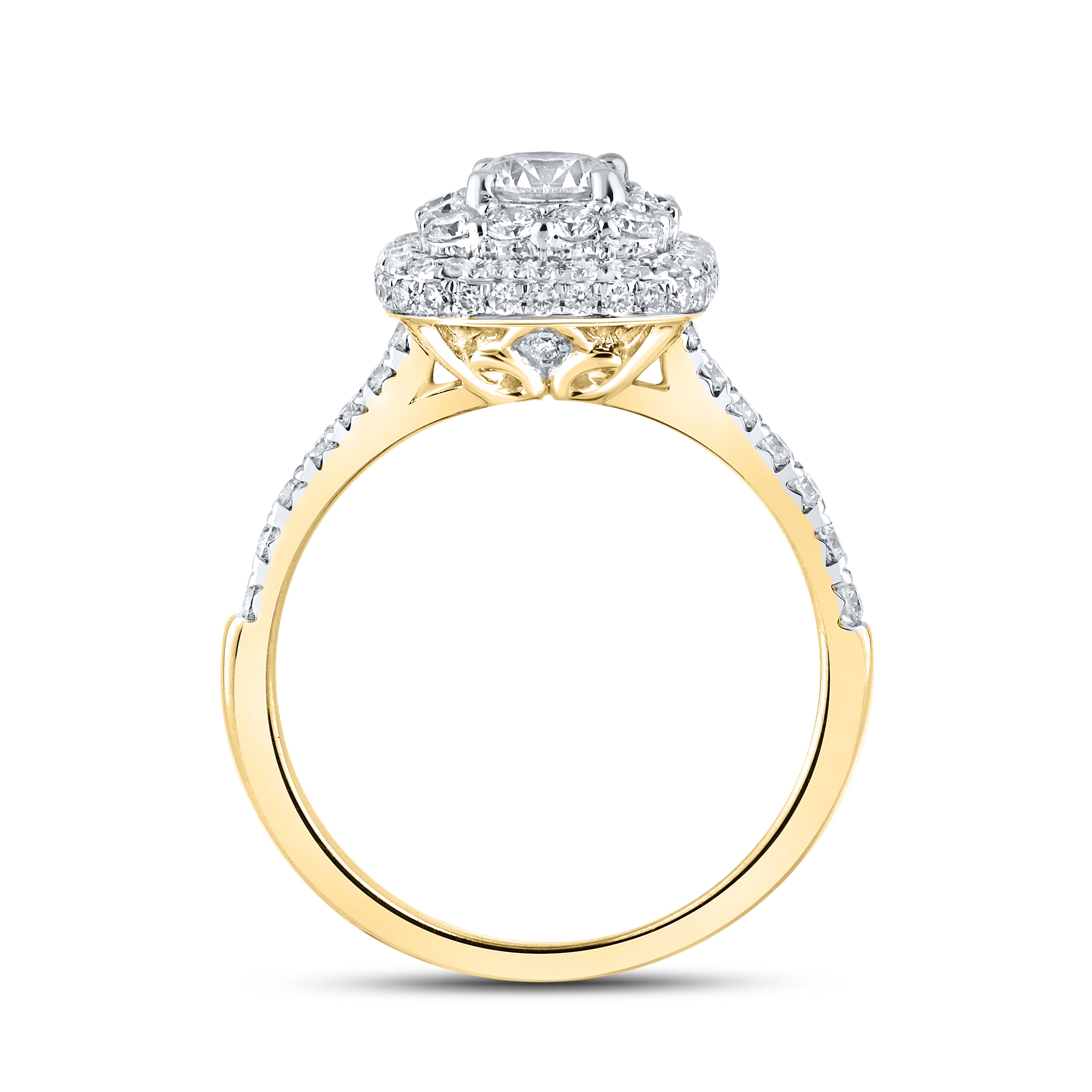 10KT YELLOW GOLD 1.54 CTW LAB DIAMOND BRIDAL RING SET