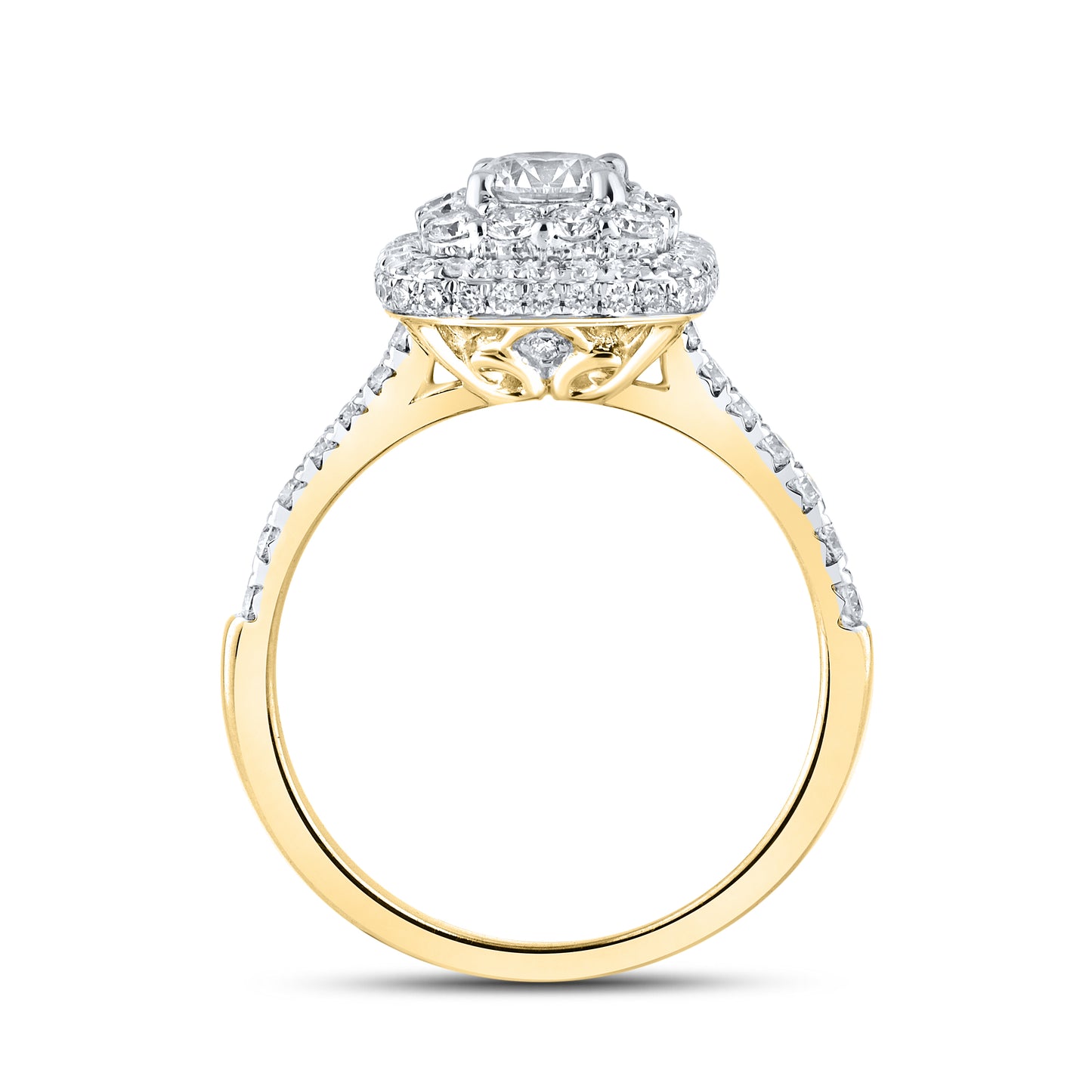 10KT YELLOW GOLD 1.54 CTW LAB DIAMOND BRIDAL RING SET