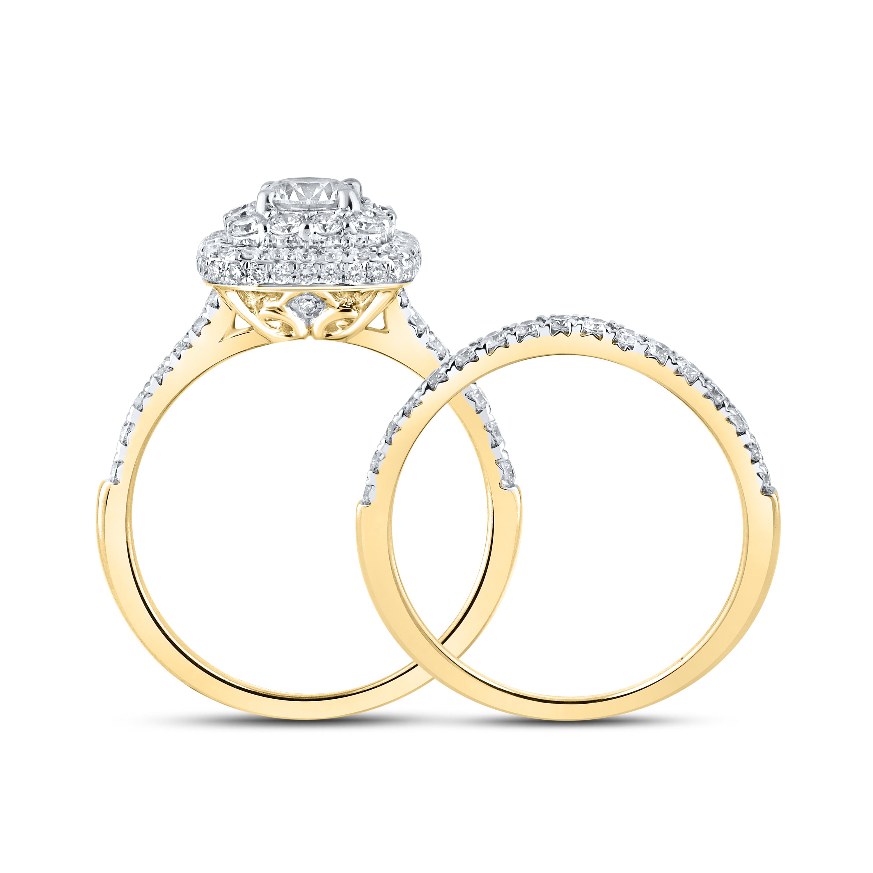 10KT YELLOW GOLD 1.54 CTW LAB DIAMOND BRIDAL RING SET