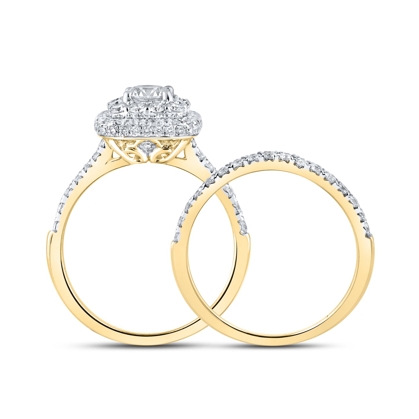 10KT YELLOW GOLD 1.54 CTW LAB DIAMOND BRIDAL RING SET