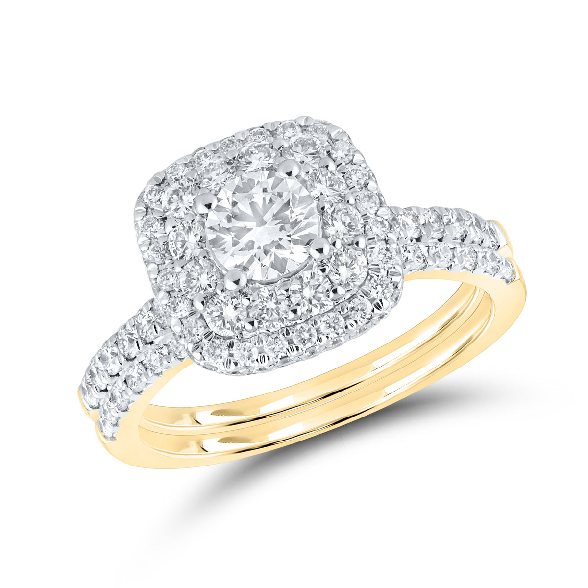 10KT YELLOW GOLD 1.54 CTW LAB DIAMOND BRIDAL RING SET