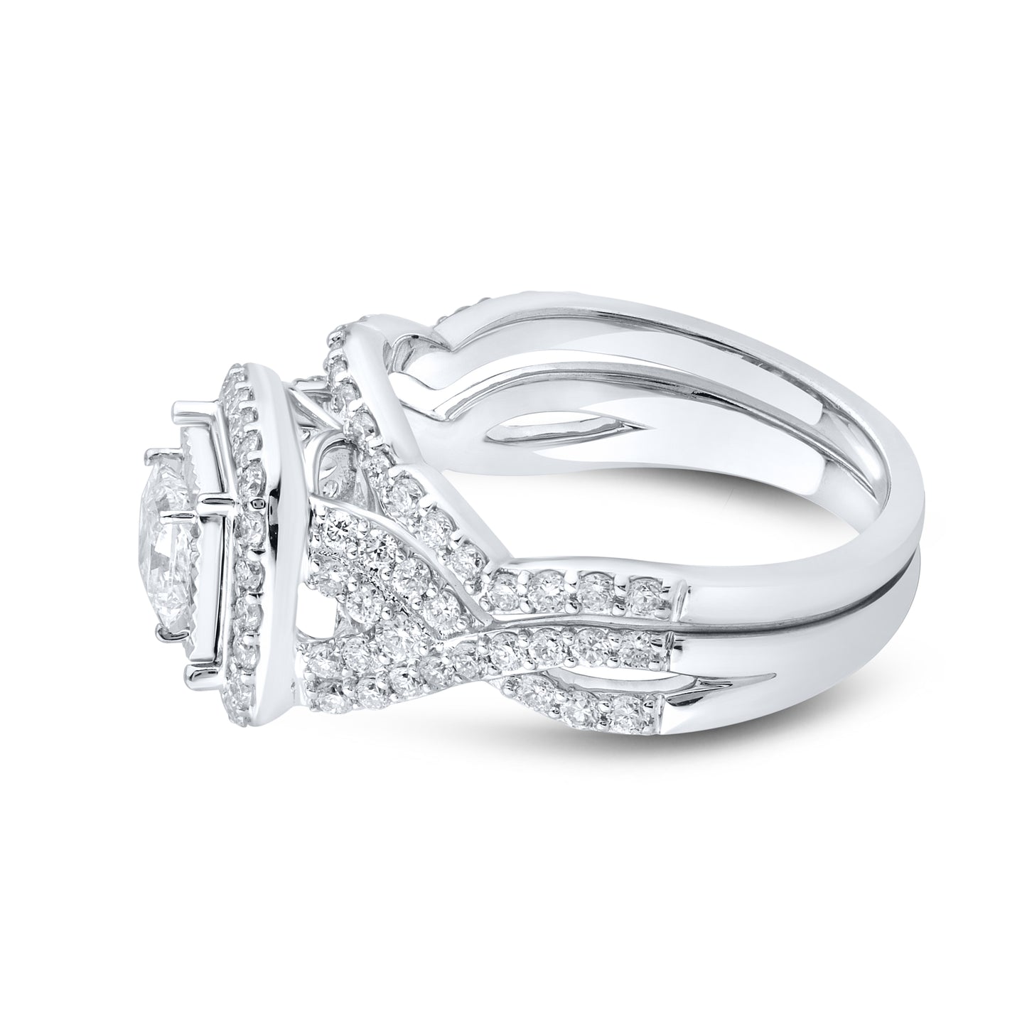 14kt White Gold 1.41 CTW Lab Diamond Engagement Ring Set