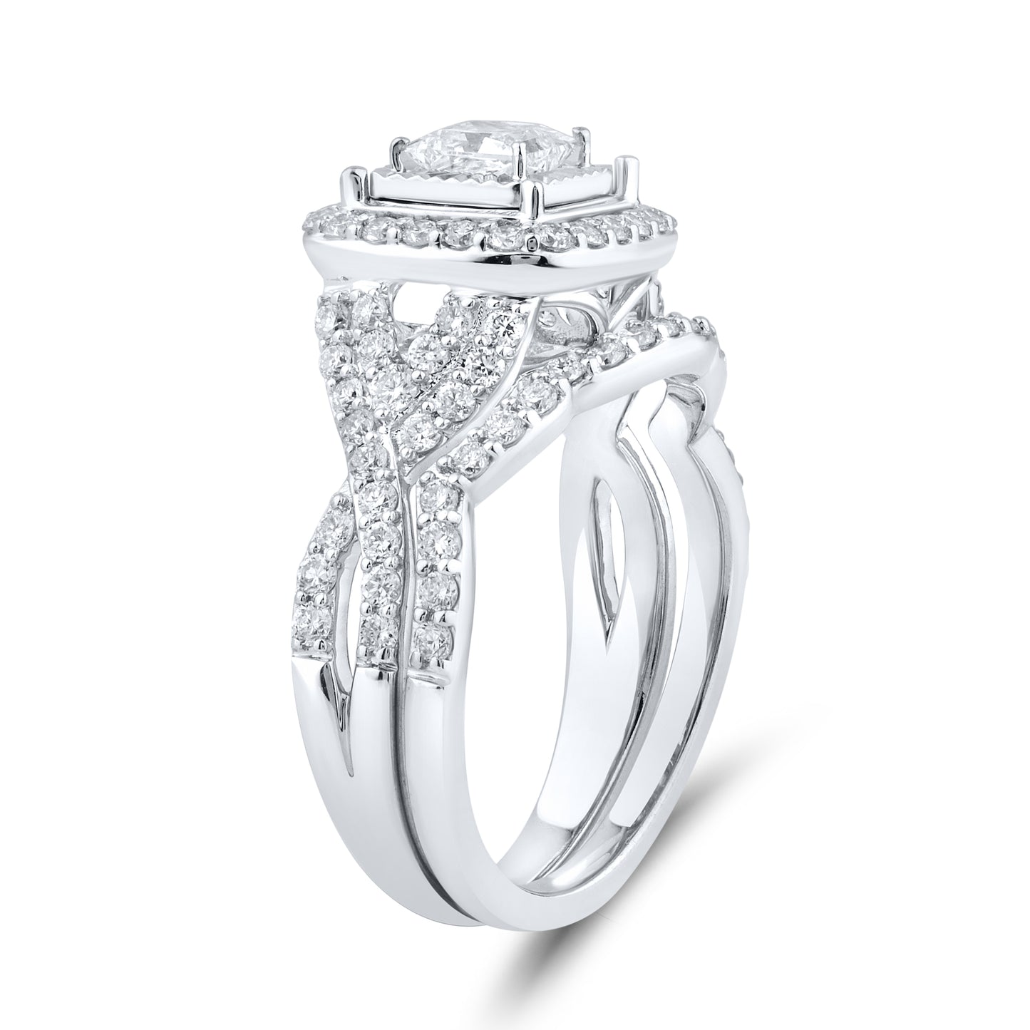 14kt White Gold 1.41 CTW Lab Diamond Engagement Ring Set