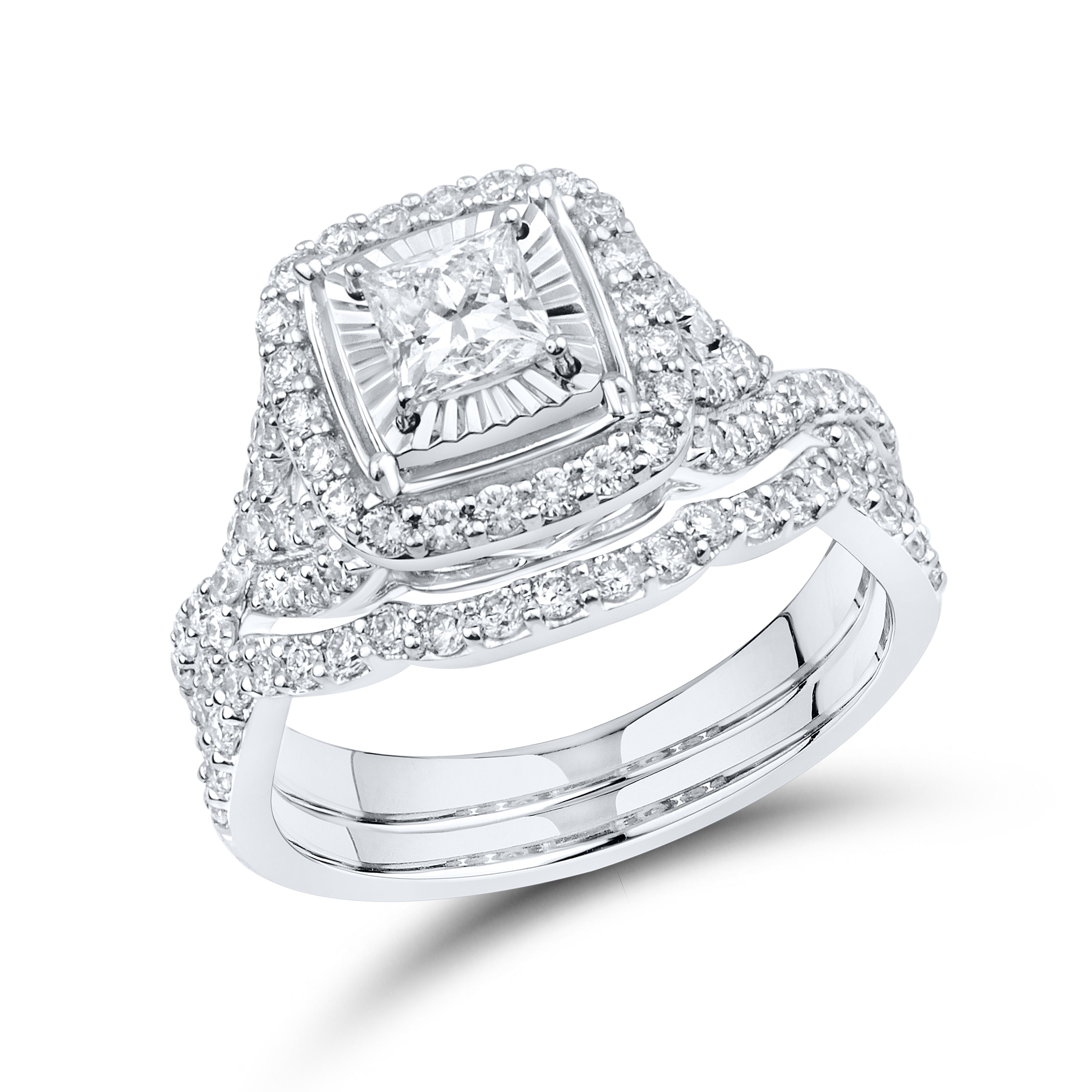 14KT WHITE GOLD 1.41 CTW LAB DIAMOND BRIDAL SET