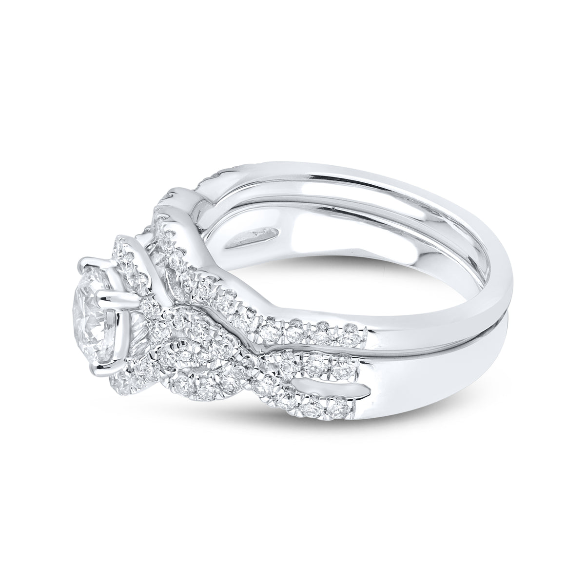 10KT WHITE GOLD 1.43 CTW LAB DIAMOND BRIDAL SET