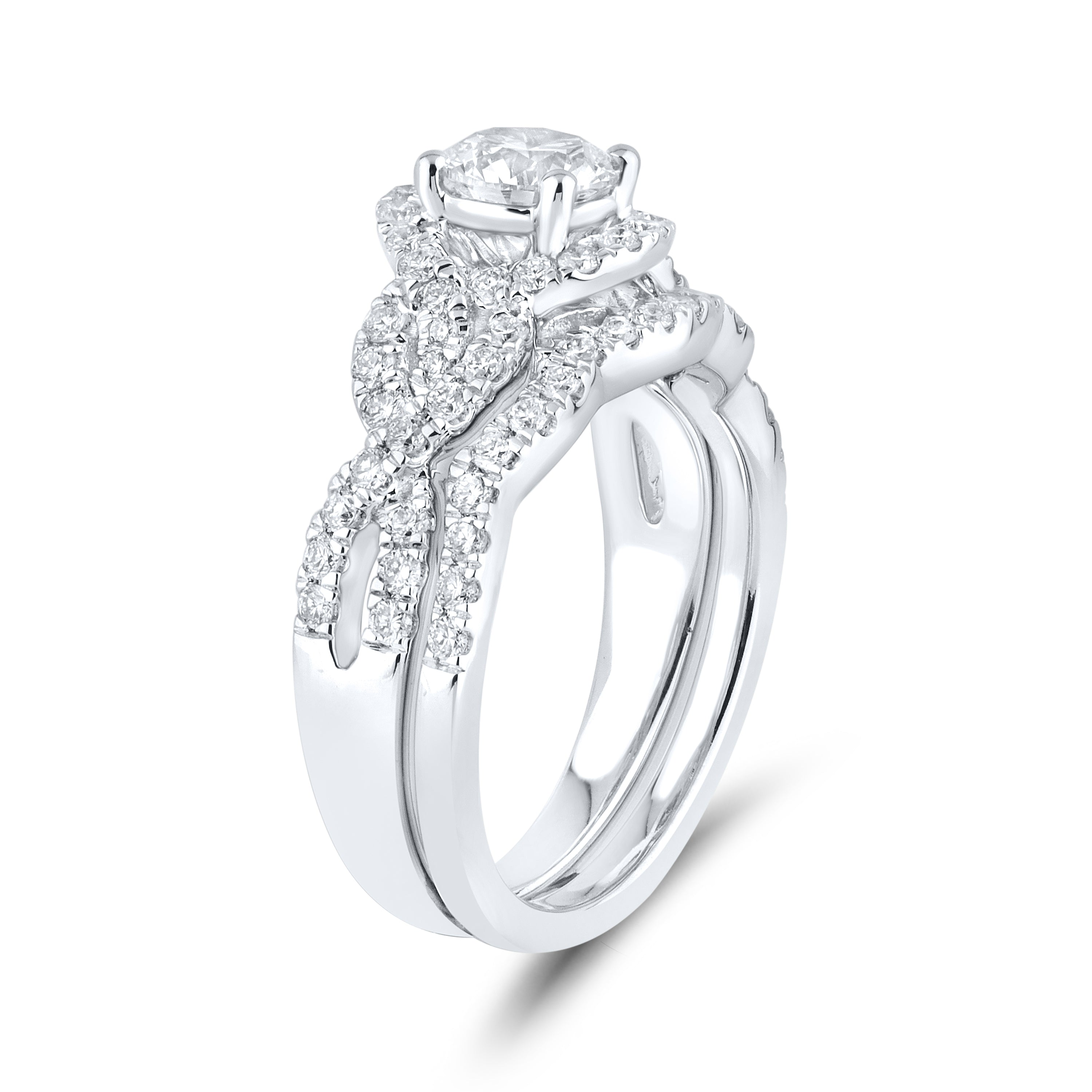 10KT WHITE GOLD 1.43 CTW LAB DIAMOND BRIDAL SET