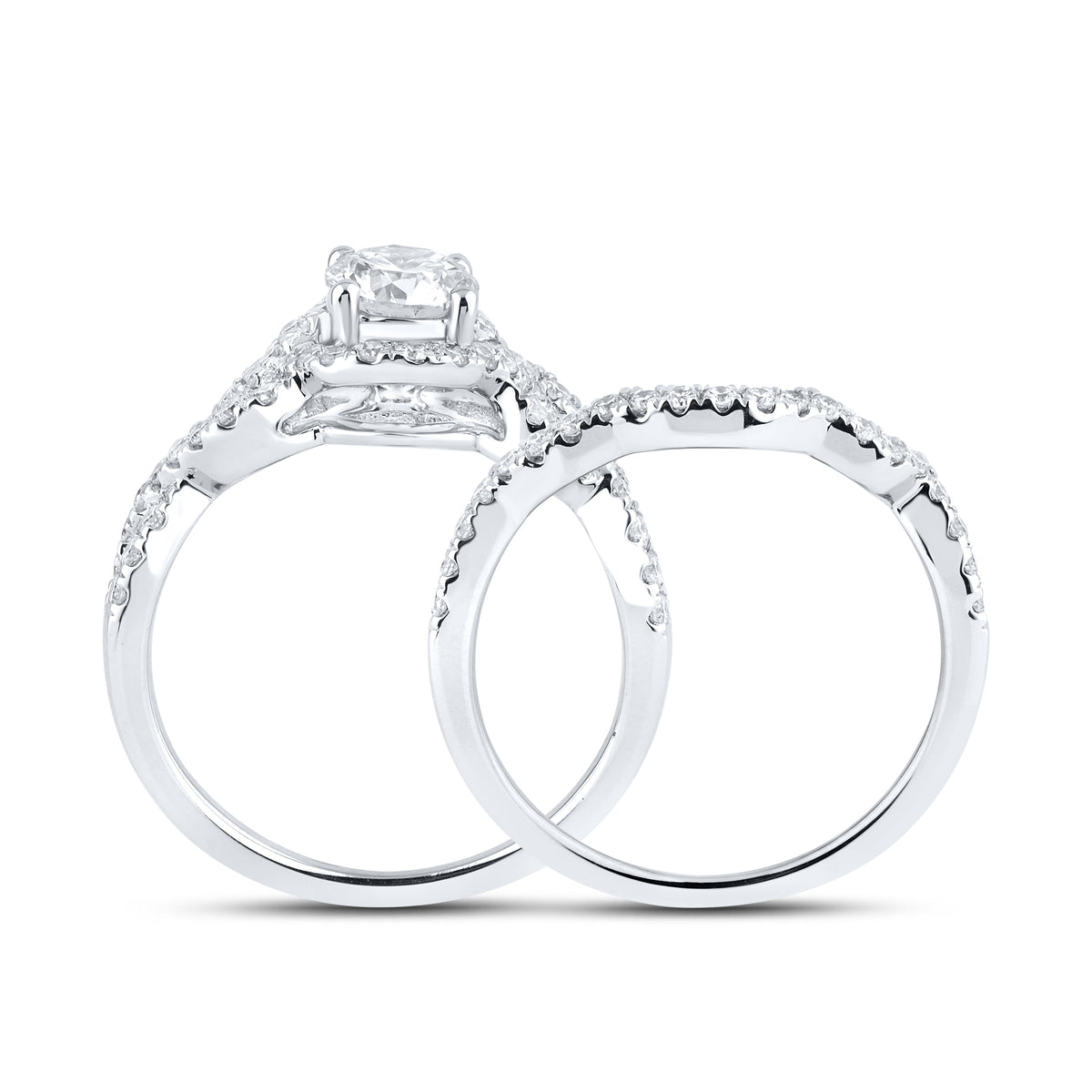 10KT WHITE GOLD 1.43 CTW LAB DIAMOND BRIDAL SET