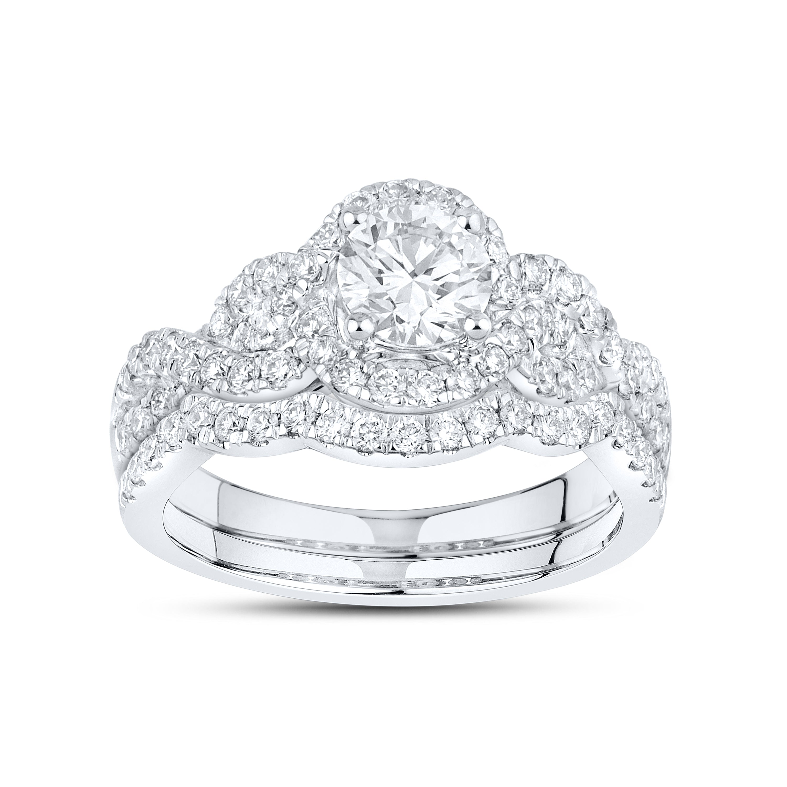 10KT WHITE GOLD 1.43 CTW LAB DIAMOND BRIDAL SET