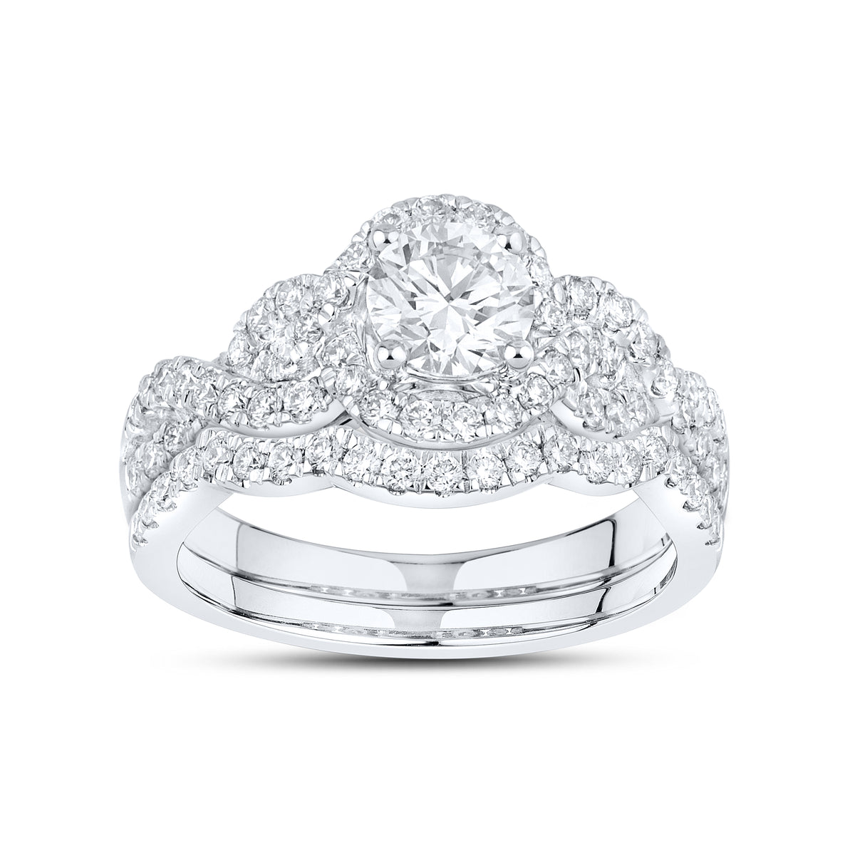 10KT WHITE GOLD 1.43 CTW LAB DIAMOND BRIDAL SET