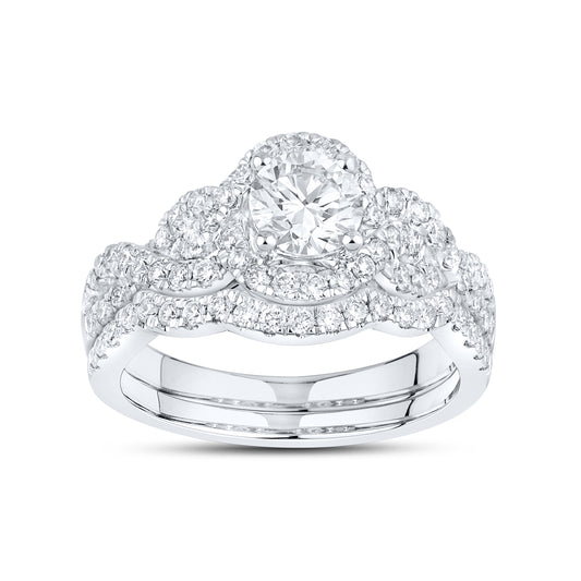 10KT WHITE GOLD 1.43 CTW LAB DIAMOND BRIDAL SET