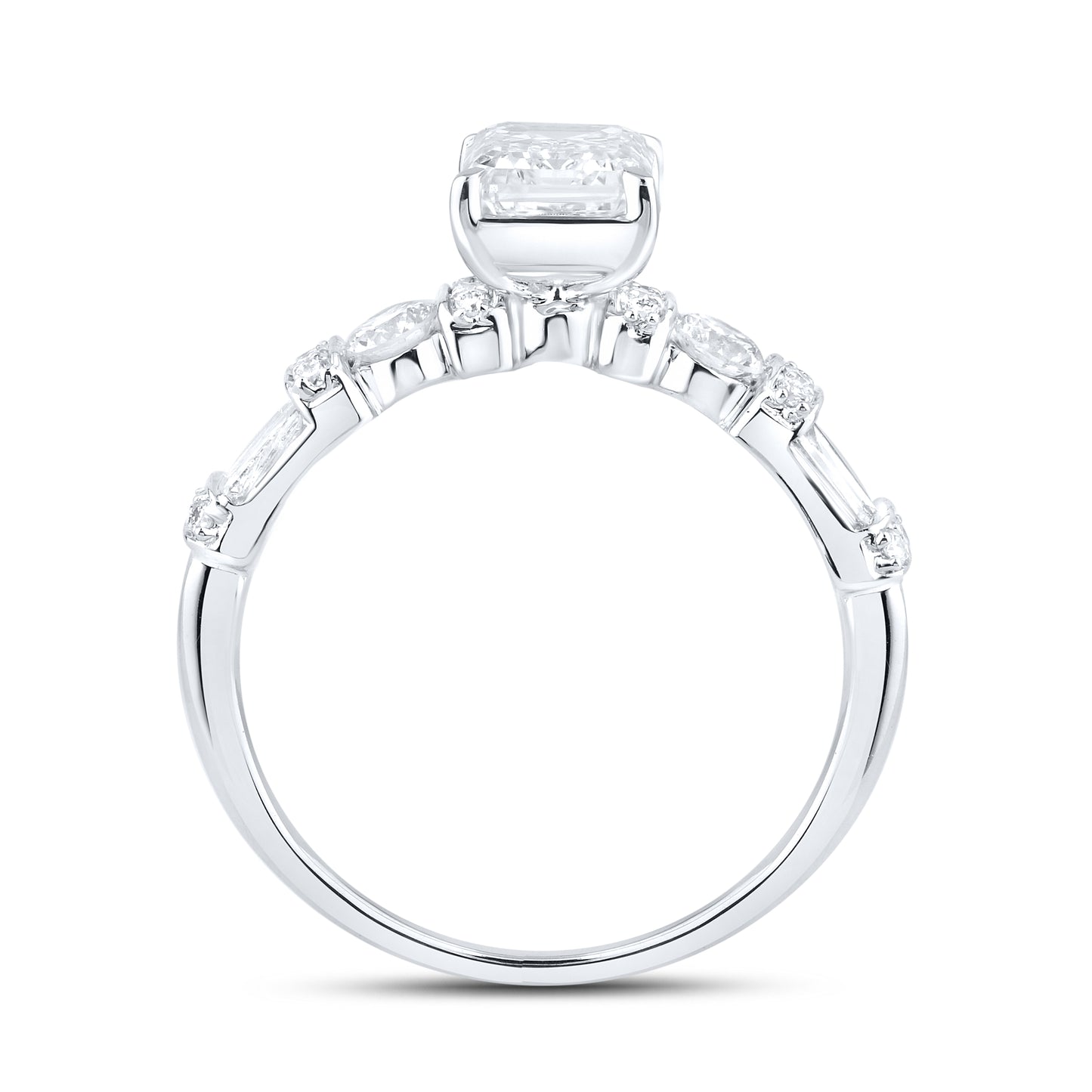 14KT WHITE GOLD 2.59 CTW LAB DIAMOND Emerald Shape BRIDAL SET