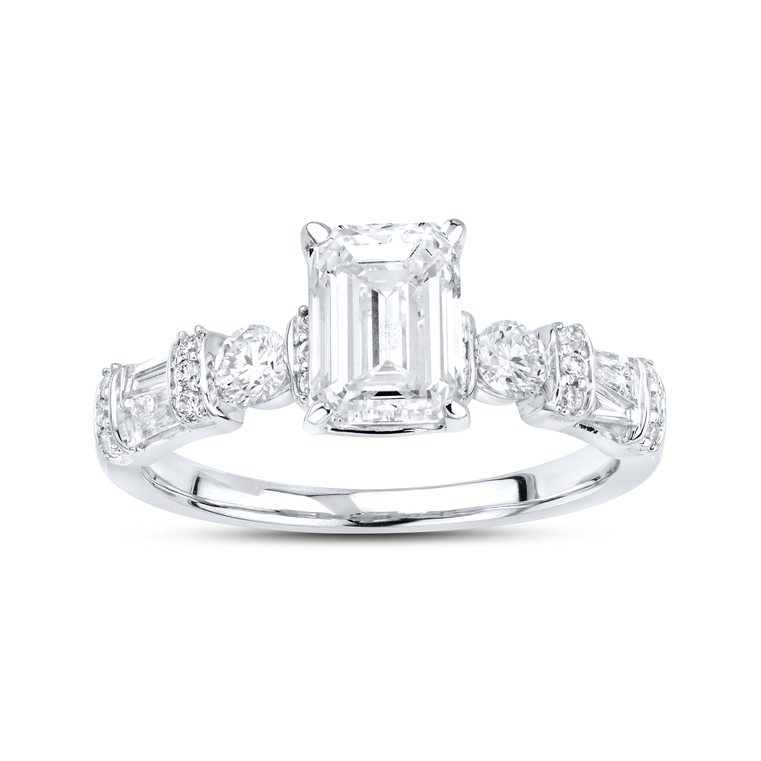 14KT WHITE GOLD 2.59 CTW LAB DIAMOND Emerald Shape BRIDAL SET