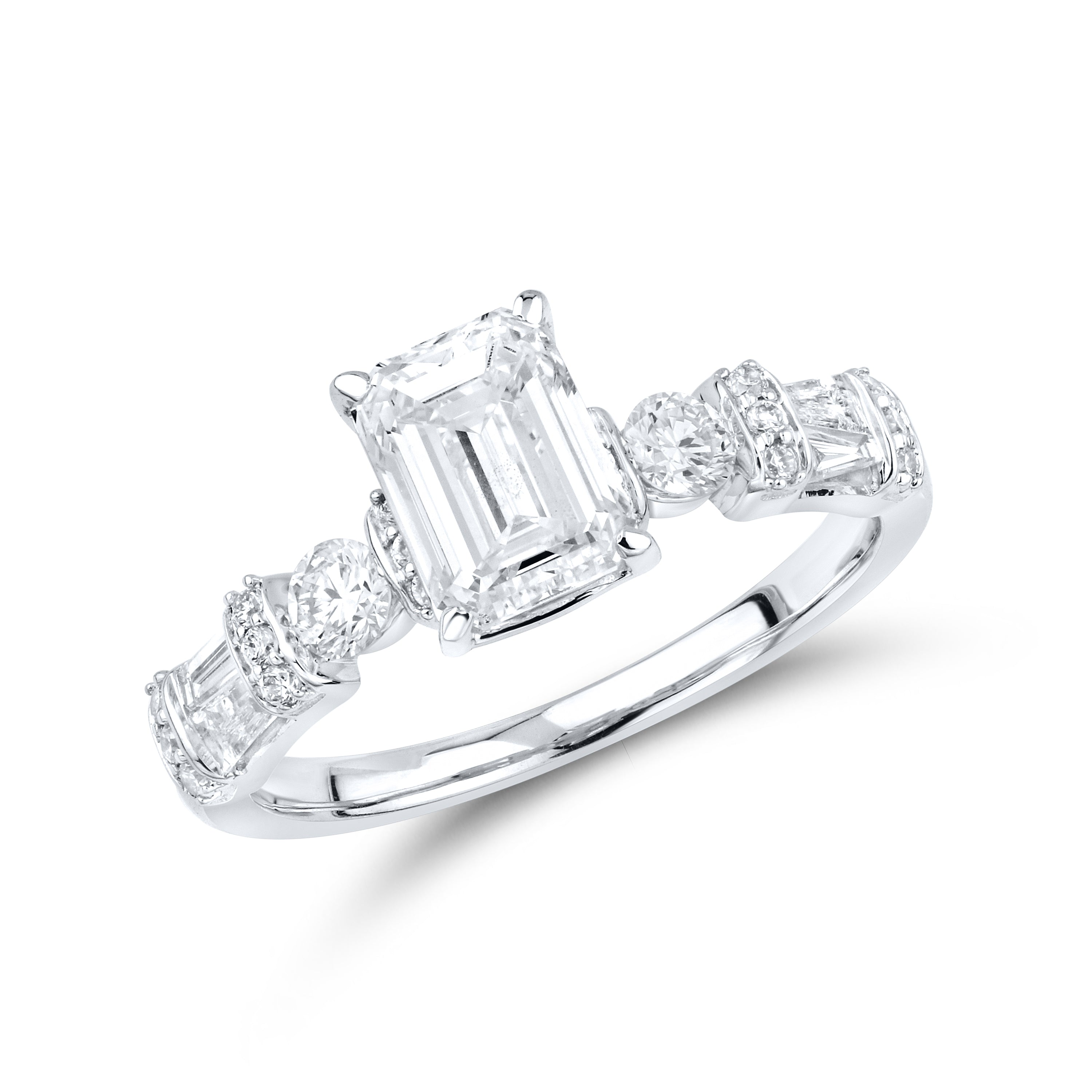 14KT WHITE GOLD 2.59 CTW LAB DIAMOND Emerald Shape BRIDAL SET