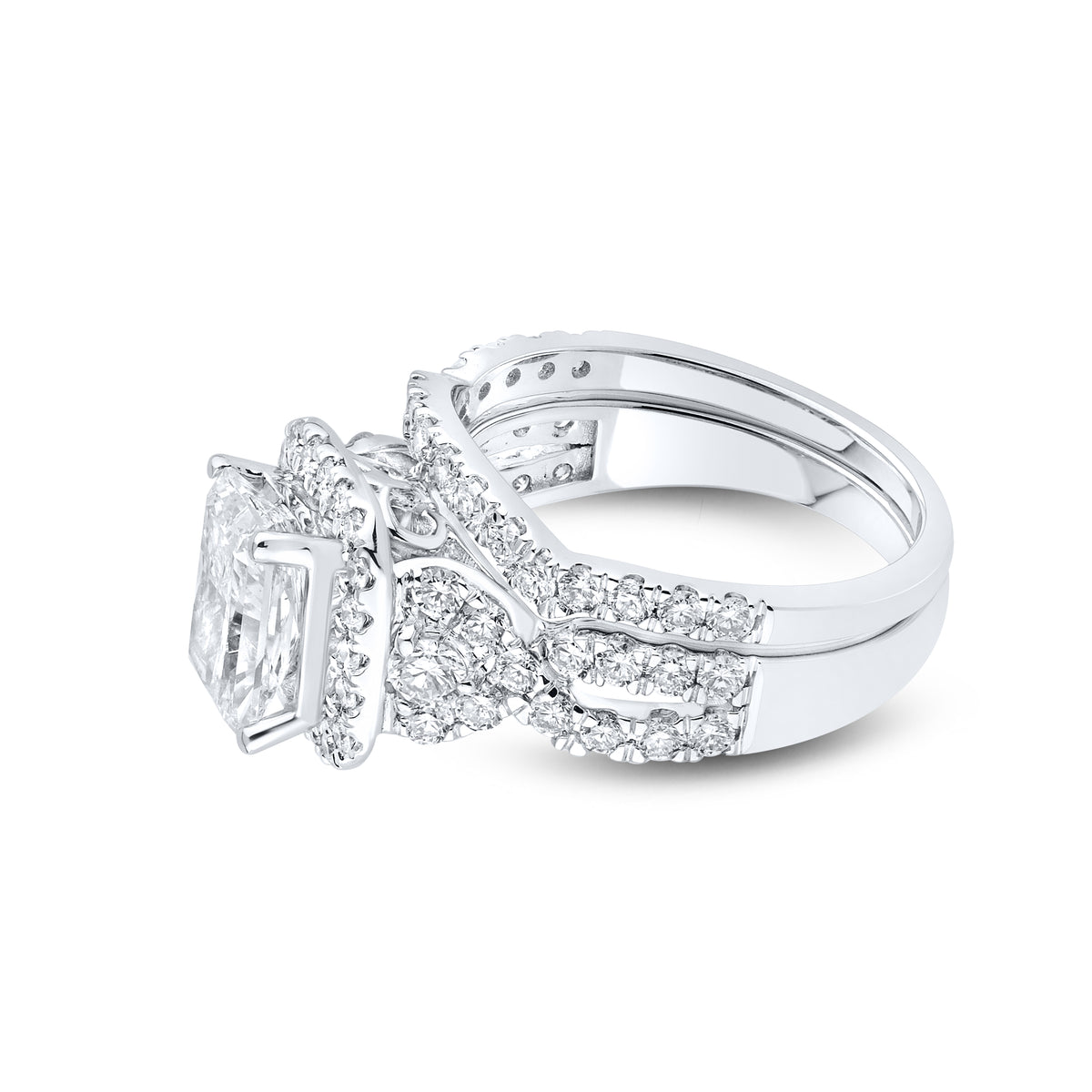 10K WHITE GOLD LAB BRIDAL RING SET 2.91 CTW