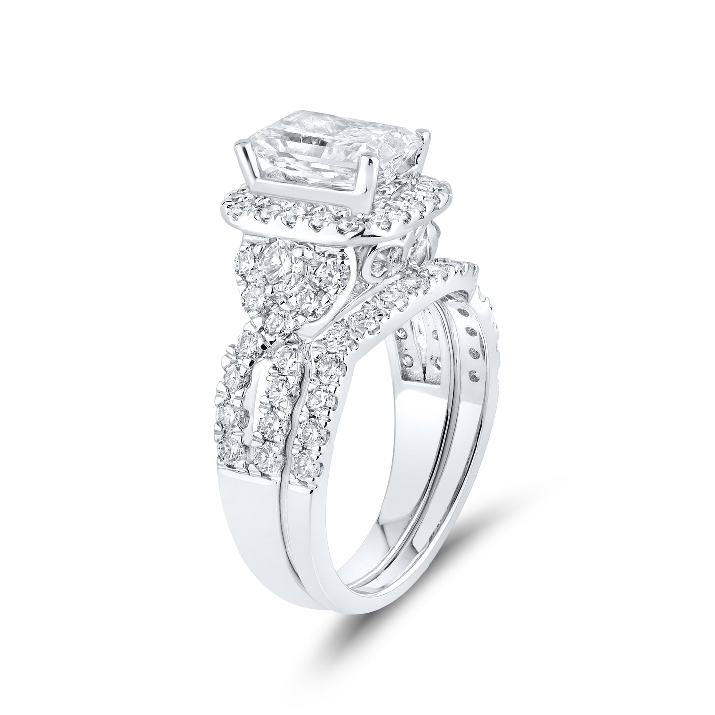 14kt White Gold 2.95 CTW Lab Diamond Engagement Ring Set