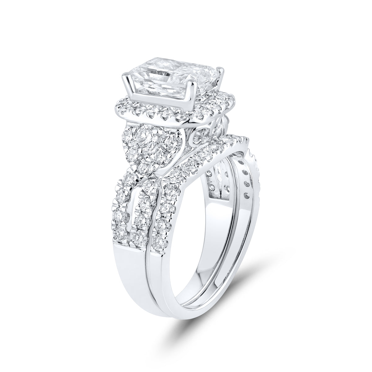 10K WHITE GOLD LAB BRIDAL RING SET 2.91 CTW