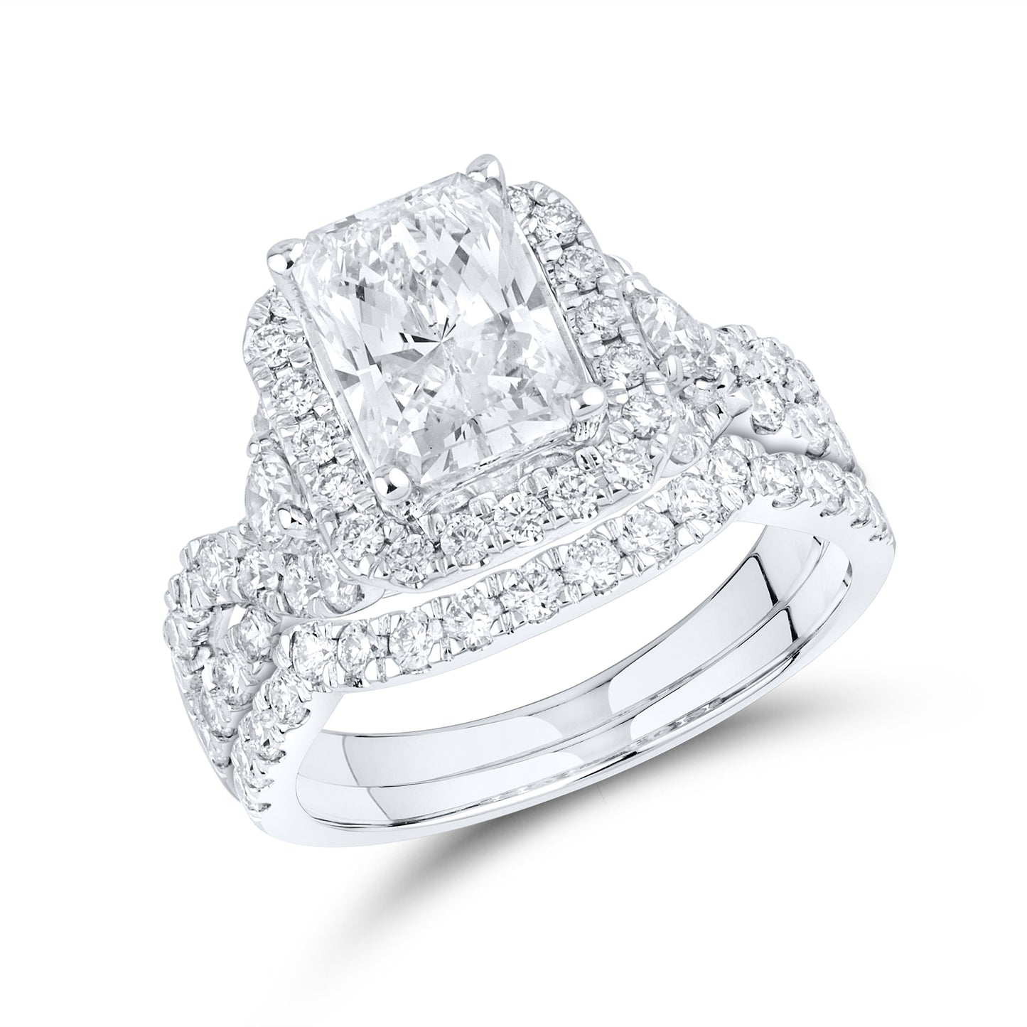 14kt White Gold 2.95 CTW Lab Diamond Engagement Ring Set