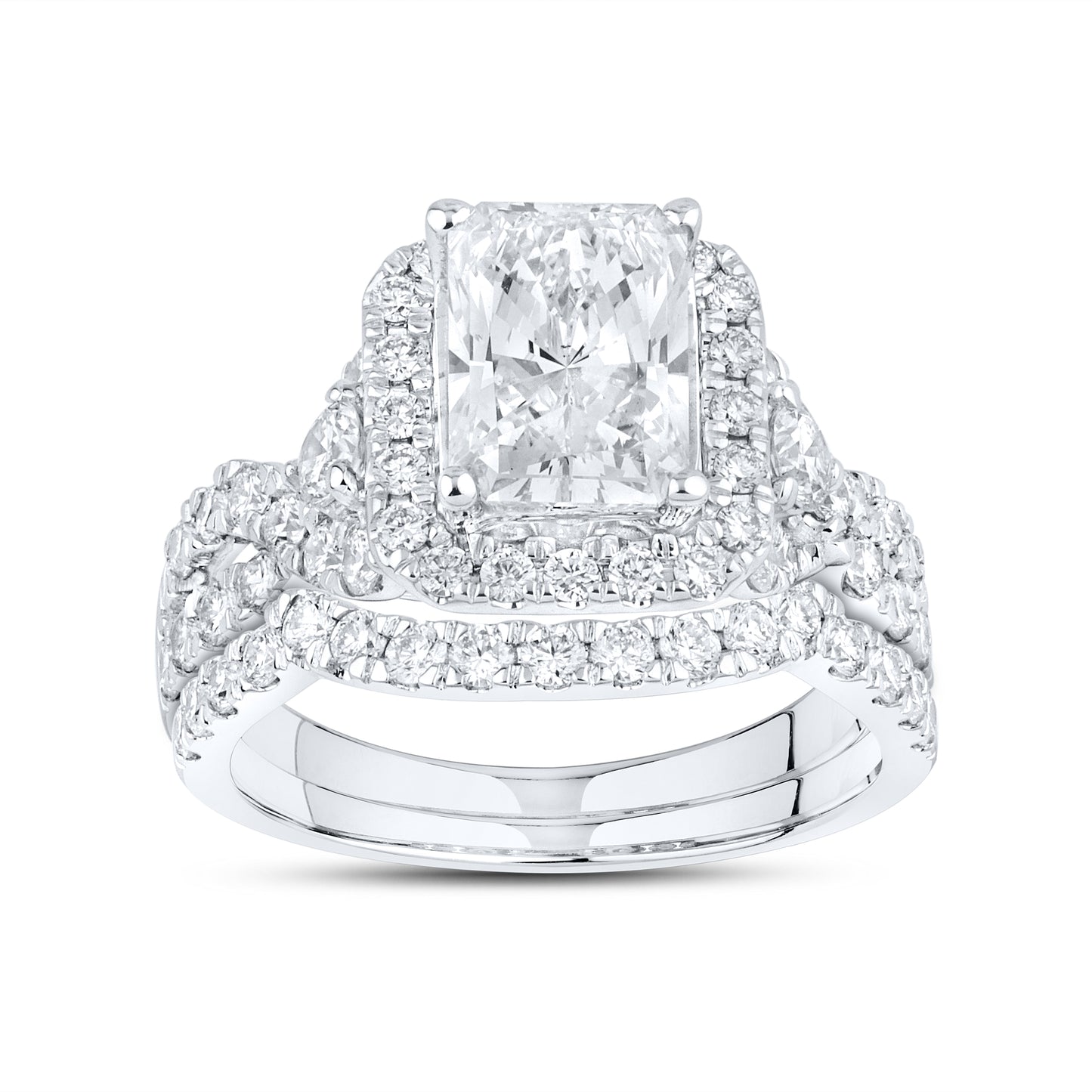 14kt White Gold 2.95 CTW Lab Diamond Engagement Ring Set