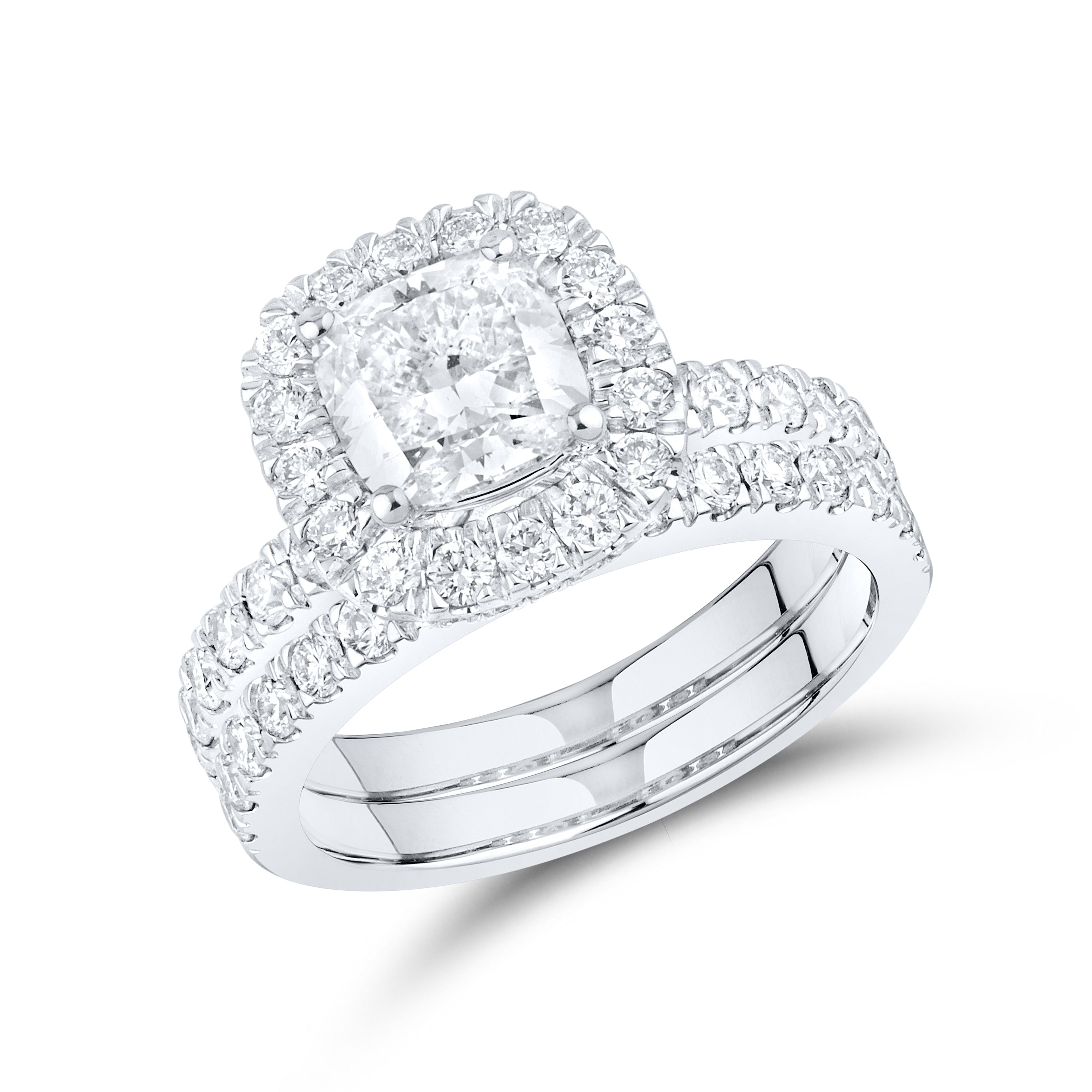 10kt white gold 2.90 CTW Lab Diamond Bridal ring set