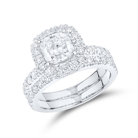 10kt white gold 2.90 CTW Lab Diamond Bridal ring set