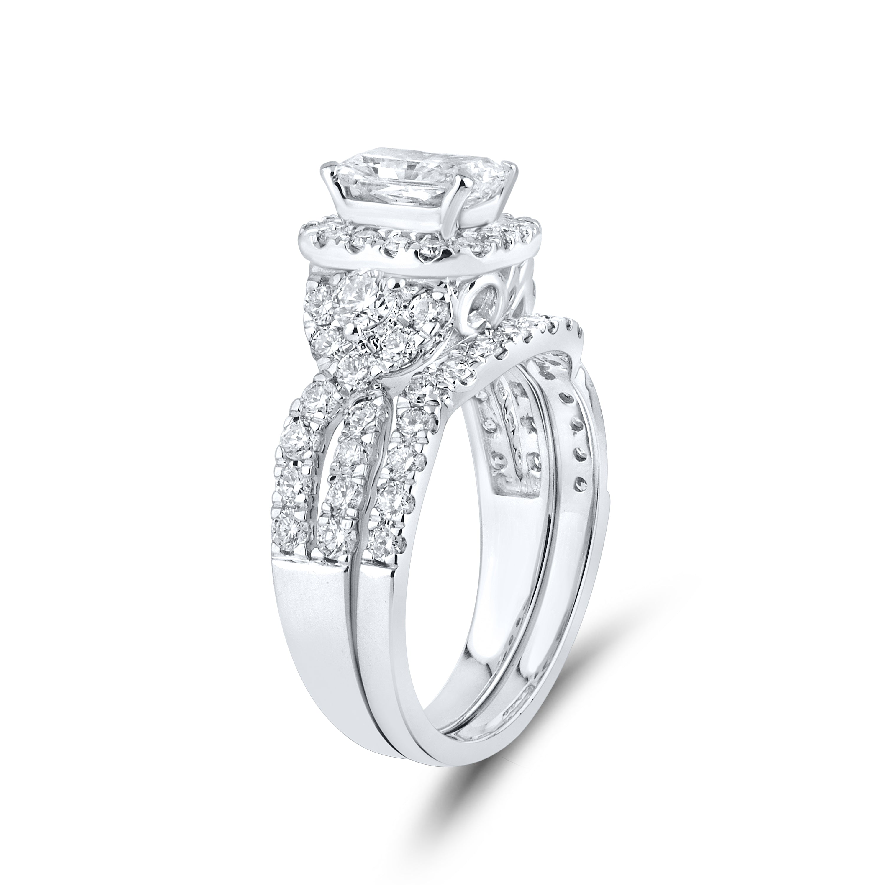 10kt white gold 2.43 CTW Lab Diamond Bridal ring set