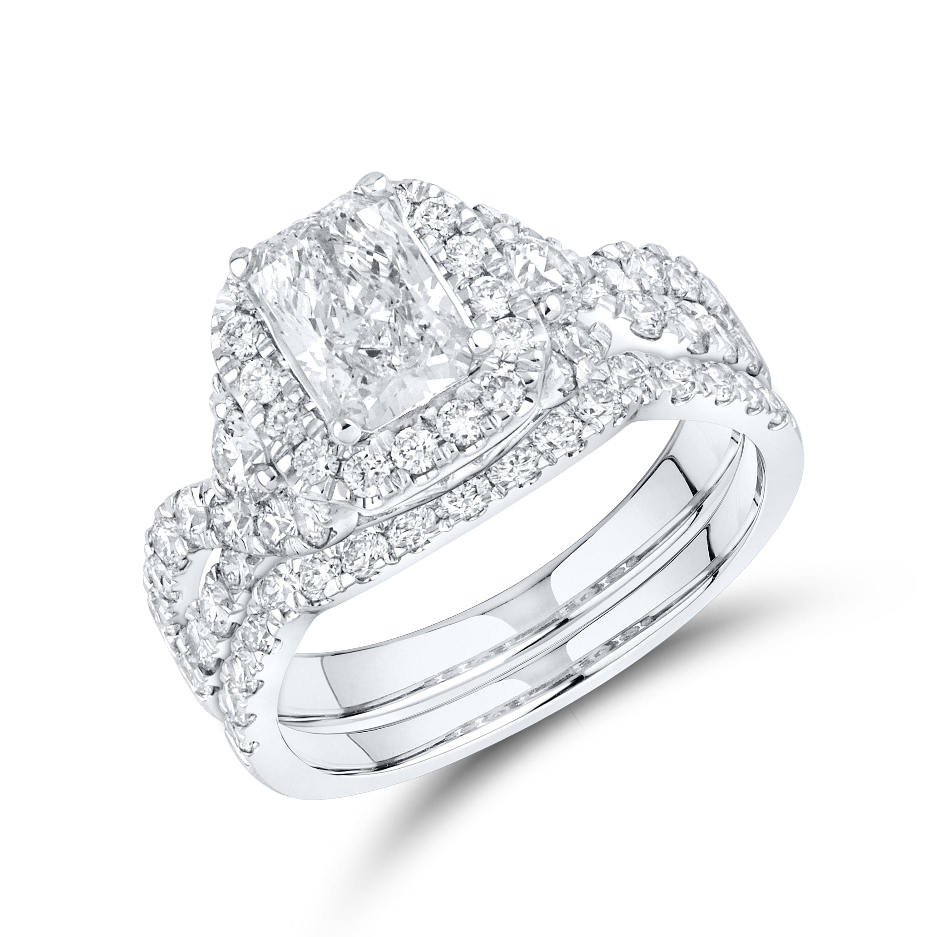 10kt white gold 2.43 CTW Lab Diamond Bridal ring set