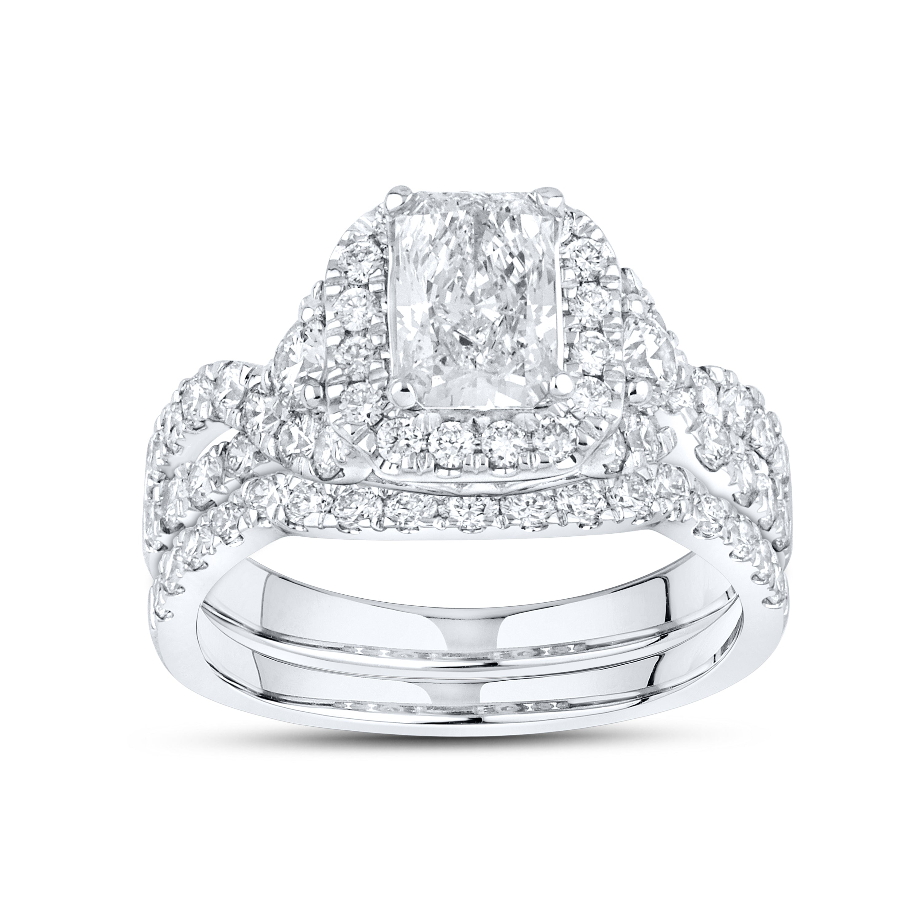 10kt white gold 2.43 CTW Lab Diamond Bridal ring set