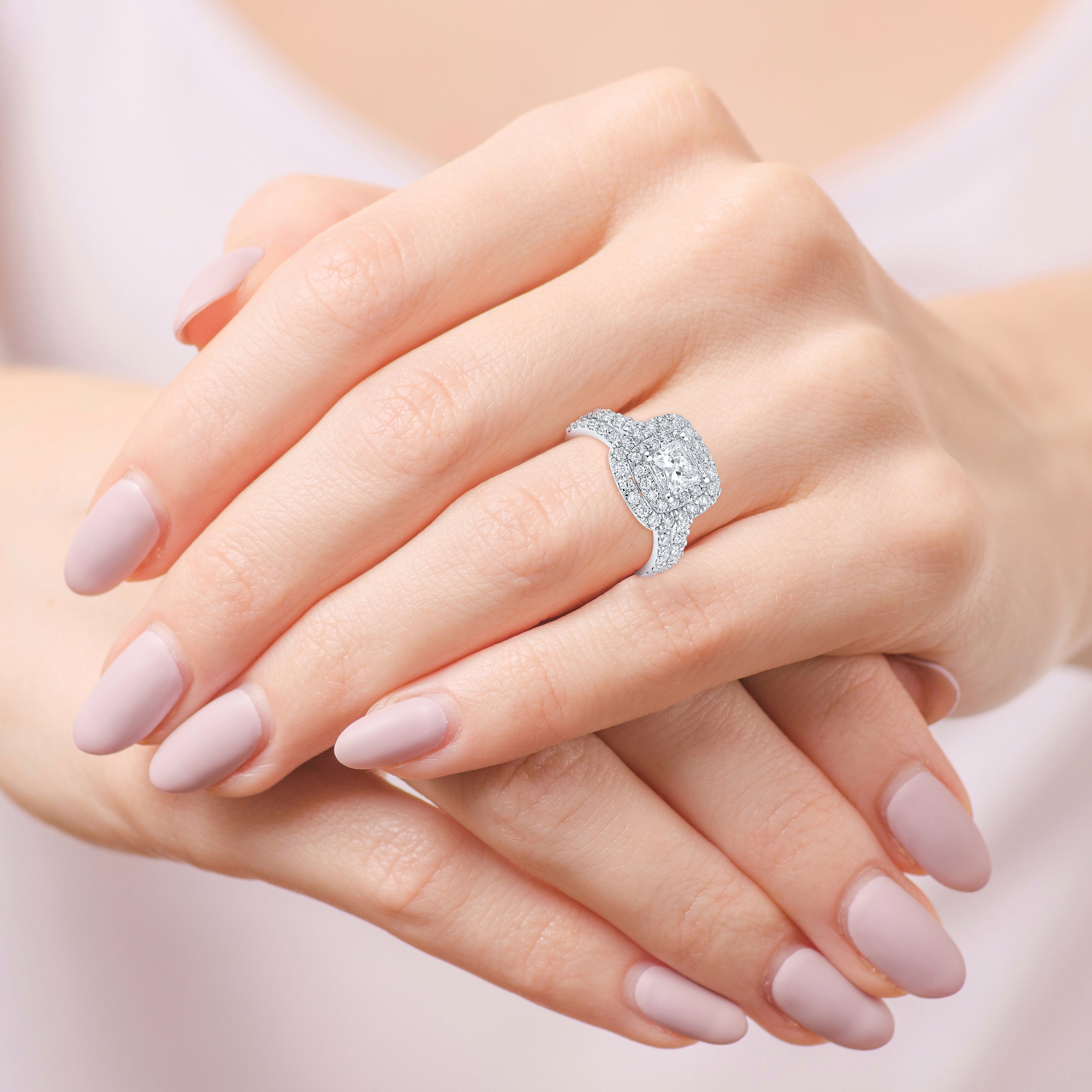 10k White Gold 2.41 ctw Lab Diamond Bridal Ring Set