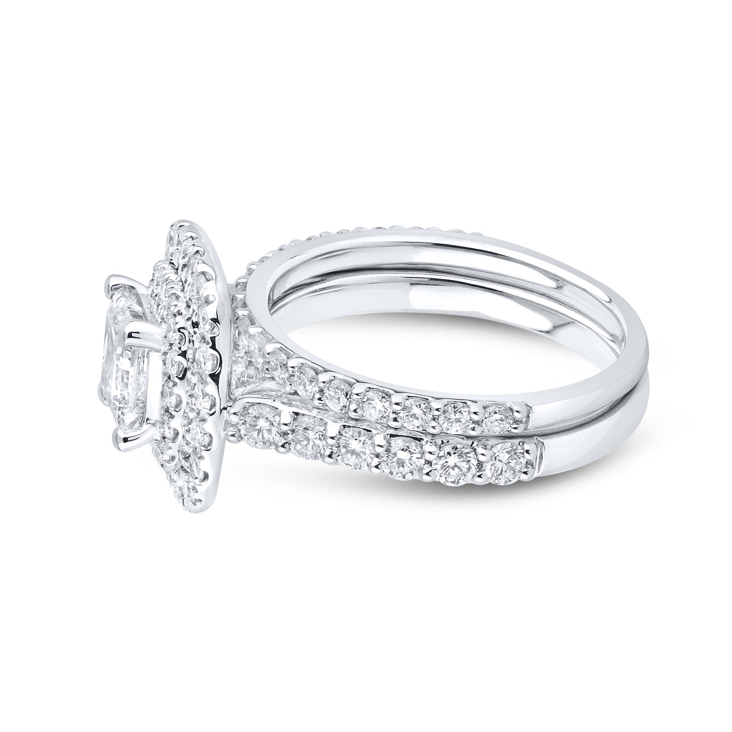 14k White Gold 2.38 ctw Lab Diamond Bridal Ring Set