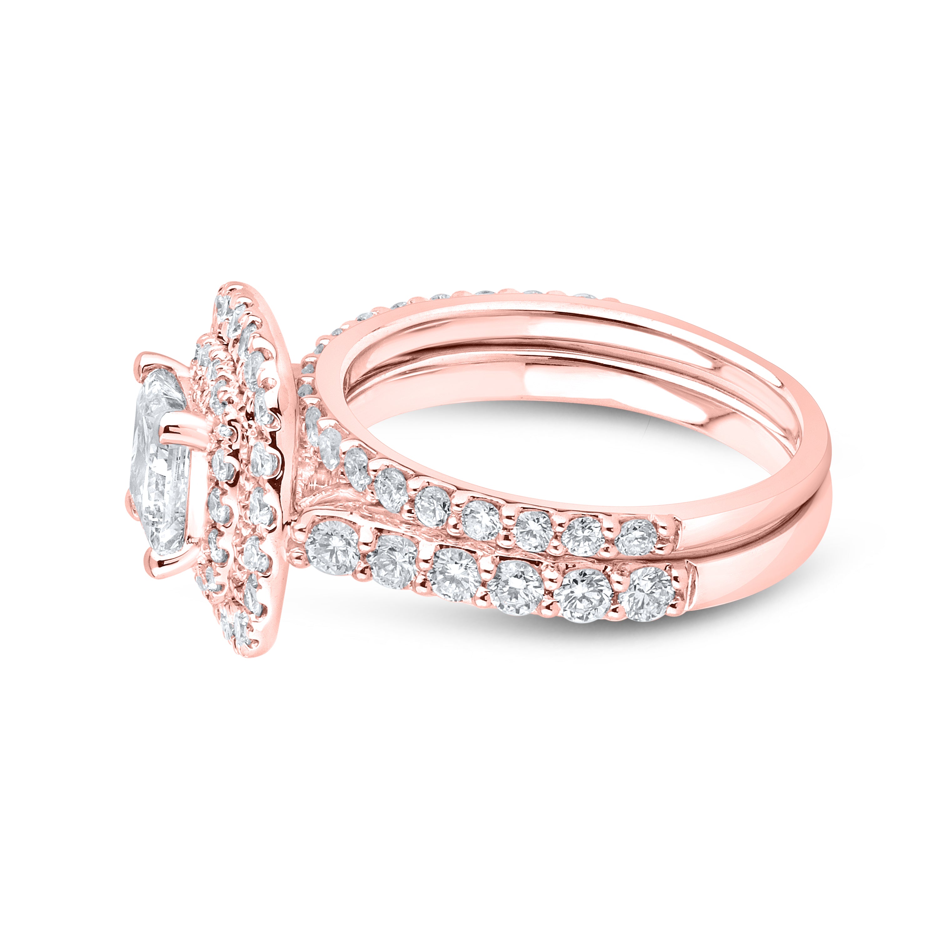 14kt Rose Gold 2.55 CTW Lab Diamond Engagement Ring Set
