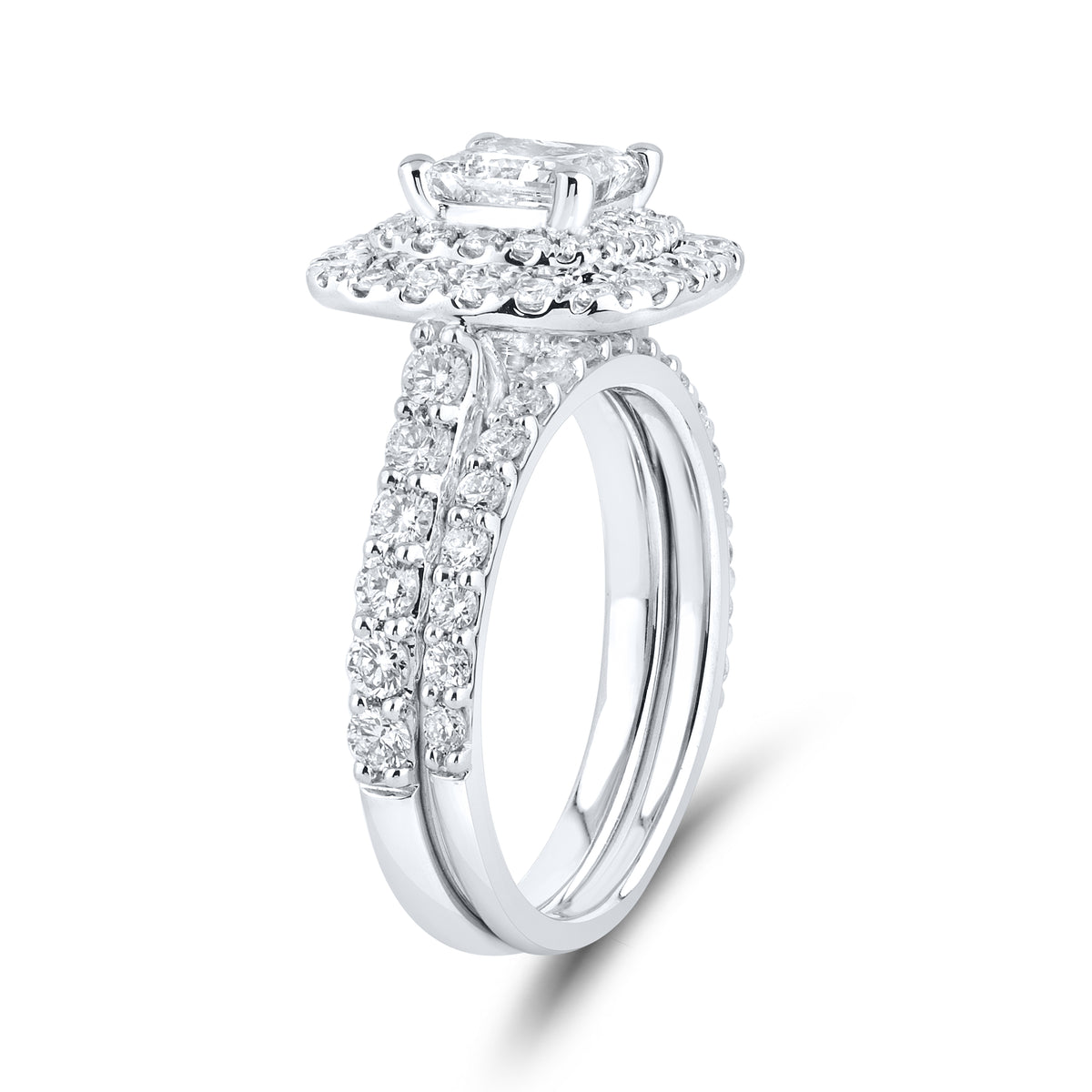 14k White Gold 2.38 ctw Lab Diamond Bridal Ring Set